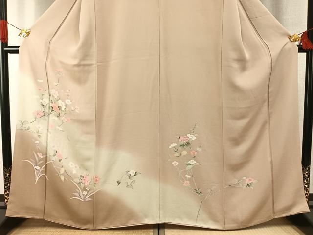 平和屋着物●訪問着 友禅 枝花文 暈し染め 正絹 逸品 AABH4948fy