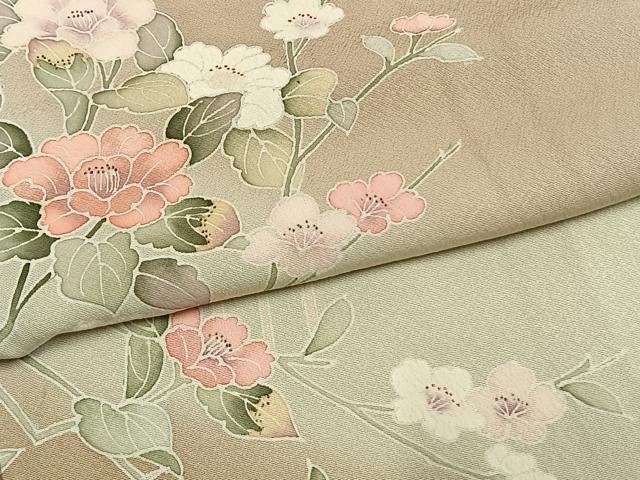 平和屋着物●訪問着 友禅 枝花文 暈し染め 正絹 逸品 AABH4948fy
