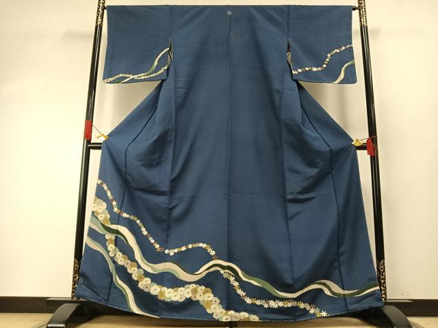 平和屋着物●訪問着 紬地 舞花文 金彩 伊勢丹扱い 正絹 逸品 AABH4956fy