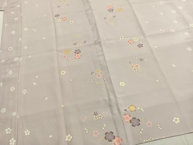 平和屋着物●長襦袢 無双仕立て 作家物 舞桜文 金彩 正絹 逸品 AABH4957fy