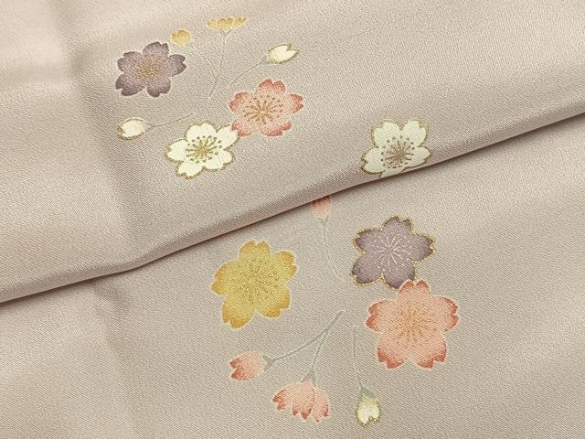 平和屋着物●長襦袢 無双仕立て 作家物 舞桜文 金彩 正絹 逸品 AABH4957fy