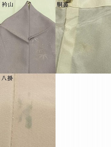 平和屋着物●上質な色無地 笹地紋 牡丹鼠色 正絹 逸品 AABH4959fy