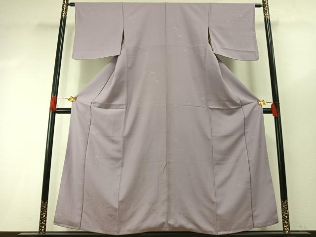 平和屋着物●上質な色無地 笹地紋 牡丹鼠色 正絹 逸品 AABH4959fy