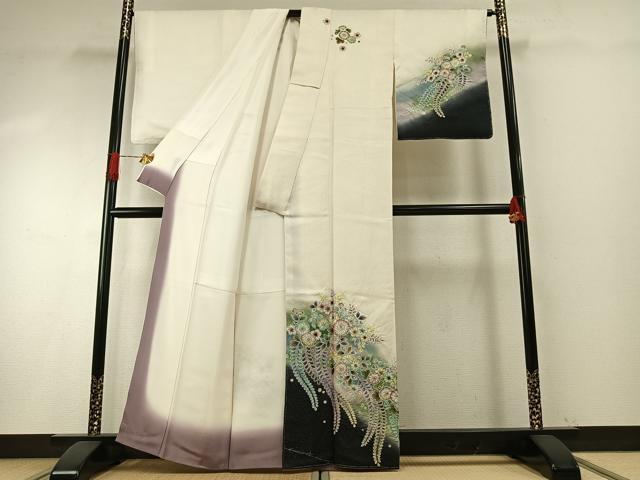 平和屋着物●訪問着 絞り 辻が花 暈し染め 金通し地 正絹 逸品 未使用 AABH4963fy