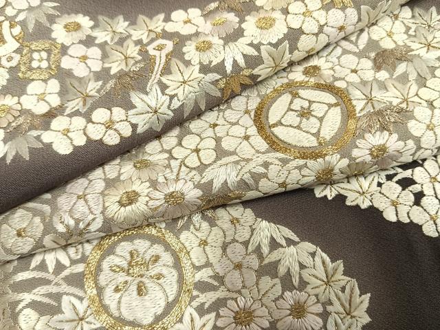 平和屋着物●訪問着 総刺繍 駒刺繍 流水花文 暈し染め 金銀糸 三越扱い 正絹 逸品 AABH4979fy