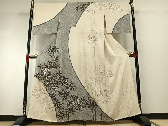 平和屋着物●訪問着 総絞り 手描き 枝葉文 三越扱い 正絹 逸品 AABH4992fy