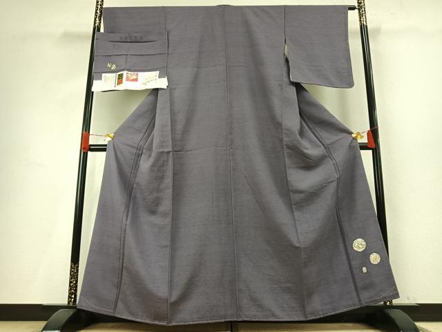 平和屋着物●本加賀友禅作家 柿本市郎 紬 色無地 薄鼠色 証紙付き 正絹 逸品 未使用 AABH5000fy