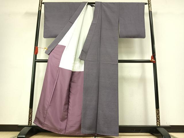 平和屋着物●本加賀友禅作家 柿本市郎 紬 色無地 薄鼠色 証紙付き 正絹 逸品 未使用 AABH5000fy
