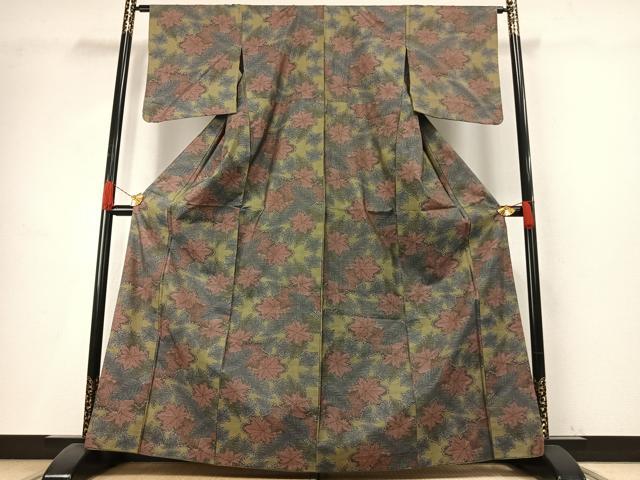 平和屋着物●本場大島紬 一元7マルキ 舞葉文 正絹 逸品 AABH5004fy