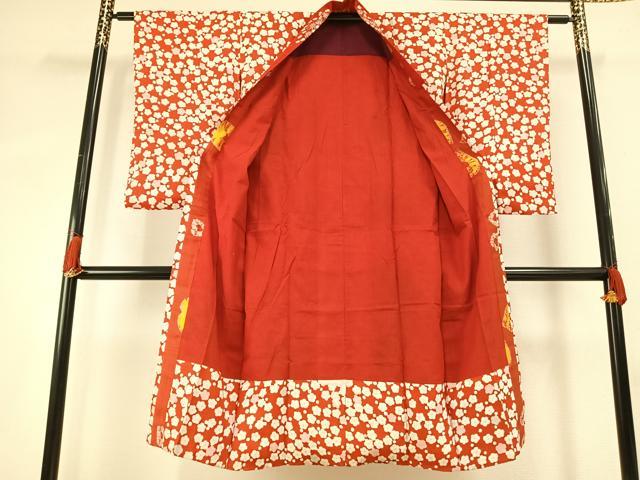 平和屋着物●アンティーク 大正ロマン 長襦袢 袷 舞桜文 半衿刺繍 正絹 逸品 AABH5010fy