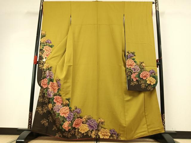 平和屋着物●豪華振袖 草花文 暈し染め 金彩 正絹 逸品 AABH5011fy
