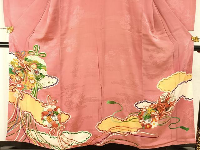 平和屋着物●アンティーク 大正ロマン 色留訪問着 花鳥文 金彩 正絹 逸品 AABH5012fy