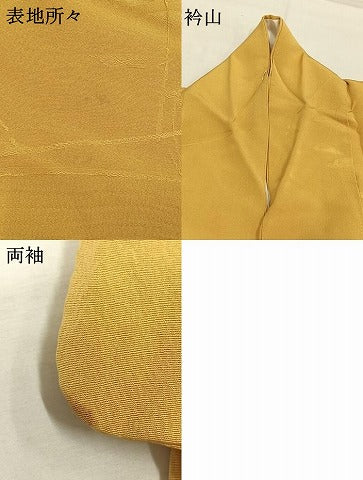 平和屋着物●上質な色無地 草葉地紋 玉蜀黍色 正絹 逸品 AABH5020fy