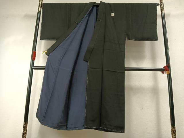 平和屋着物●男性 黒紋付 羽織セット 正絹 逸品 AABH5036fy
