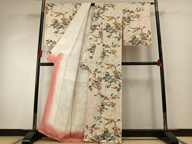 平和屋着物●上質な小紋 型染め 花鳥文 正絹 逸品 AABH5043fy