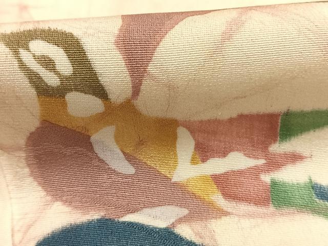 平和屋着物●上質な小紋 型染め 花鳥文 正絹 逸品 AABH5043fy