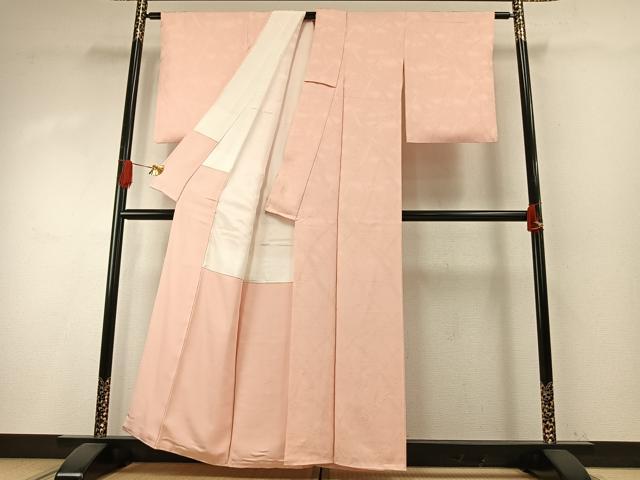 平和屋着物●上質な色無地 鬘帯地紋 洗柿色 正絹 逸品 AABH5044fy