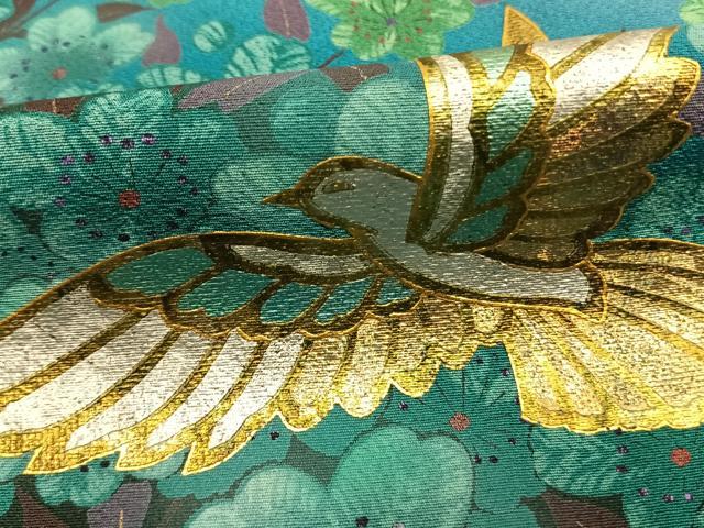 平和屋着物●豪華振袖 花鳥文 暈し染め 金銀彩 正絹 逸品 AABH5051fy