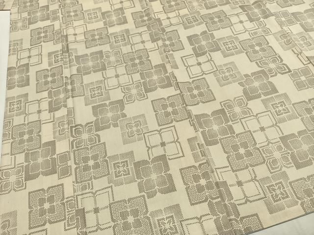 平和屋着物●お召 幾何学花文 正絹 逸品 AABH5052fy