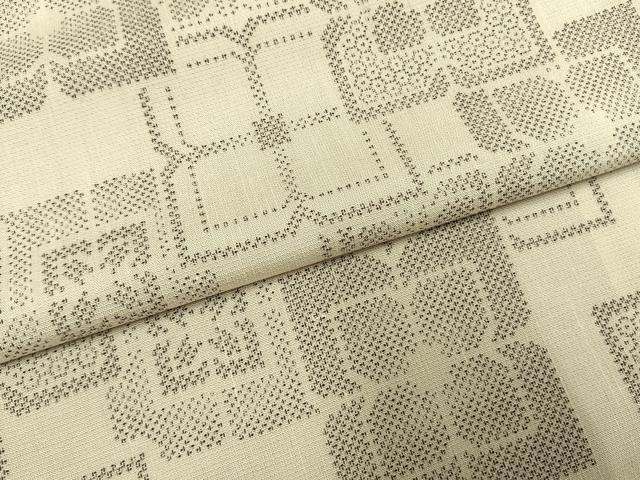 平和屋着物●お召 幾何学花文 正絹 逸品 AABH5052fy