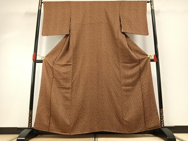 平和屋着物●上質な小紋 型染め 草花文 正絹 逸品 未使用 AABH5057fy