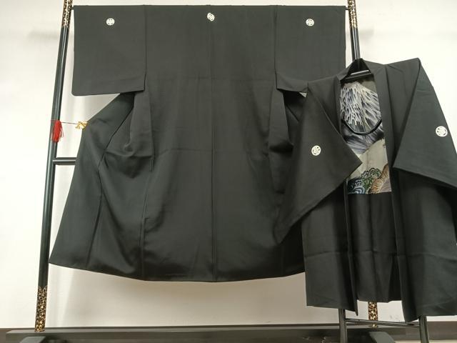 平和屋着物●男性　黒紋付　羽織セット　正絹　逸品　AABH5073fy 平和屋着物○男性 黒紋付 羽織セット 正絹 逸品 AABH5073fy