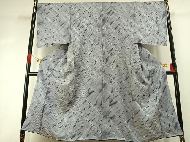 平和屋着物●男性 小紋 絞り 斜縞 正絹 逸品 AABH5077fy