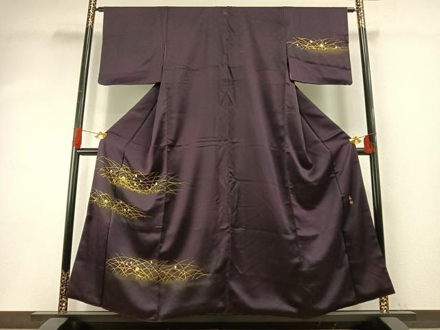平和屋着物●人間国宝 福田喜三郎 訪問着 駒刺繍 露芝文 暈し染め 金彩 正絹 逸品 AABH5078fy