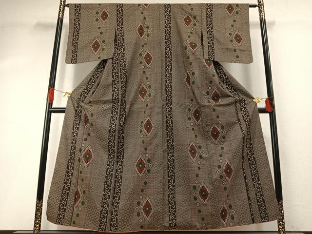 平和屋着物●本場大島紬 一元7マルキ 花菱文 正絹 逸品 AABH5080fy