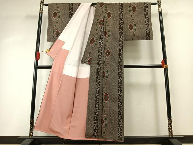 平和屋着物●本場大島紬 一元7マルキ 花菱文 正絹 逸品 AABH5080fy