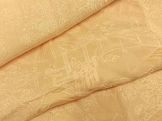 平和屋着物●上質な色無地 風景花地紋 飴色 正絹 逸品 AABH5088fy