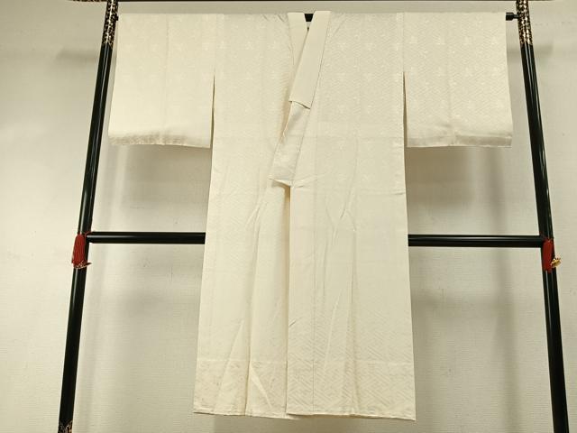 平和屋着物●長襦袢 無双仕立て 草花地紋 生成り色 正絹 逸品 AABH5098fy