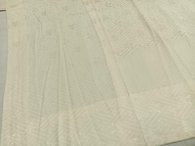 平和屋着物●長襦袢 無双仕立て 草花地紋 生成り色 正絹 逸品 AABH5098fy