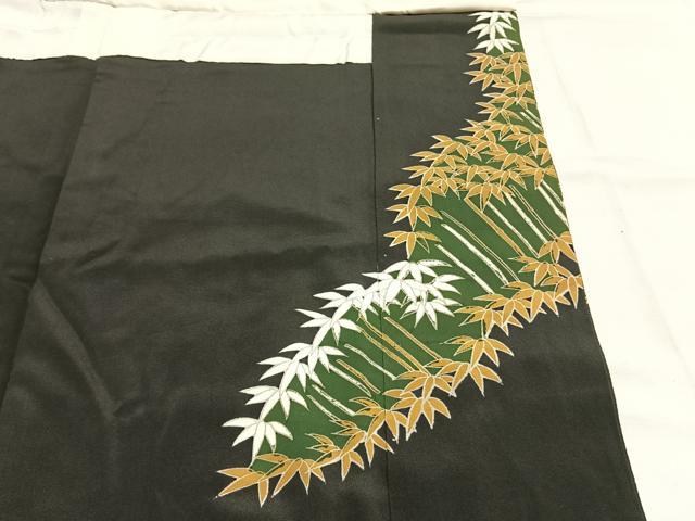 平和屋着物●豪華黒留袖 駒刺繍 笹竹文 金彩 正絹 逸品 AABH5100fy
