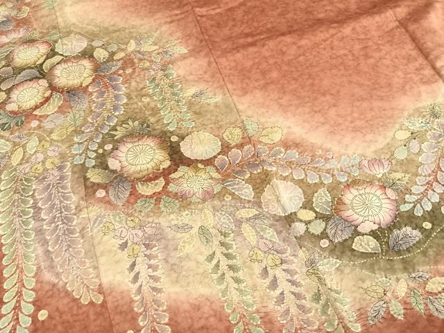 平和屋着物●訪問着 作家物 泰常 辻が花 絞り 暈し染め 銀通し地 正絹 逸品 AABH5126fy