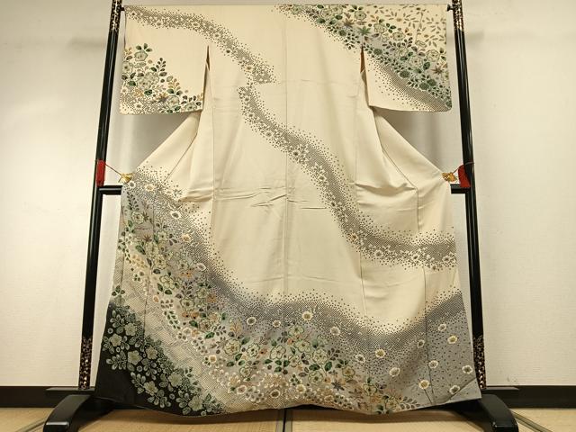 平和屋着物●訪問着 辻が花 暈し染め 金通し地 正絹 逸品 AABH5131fy