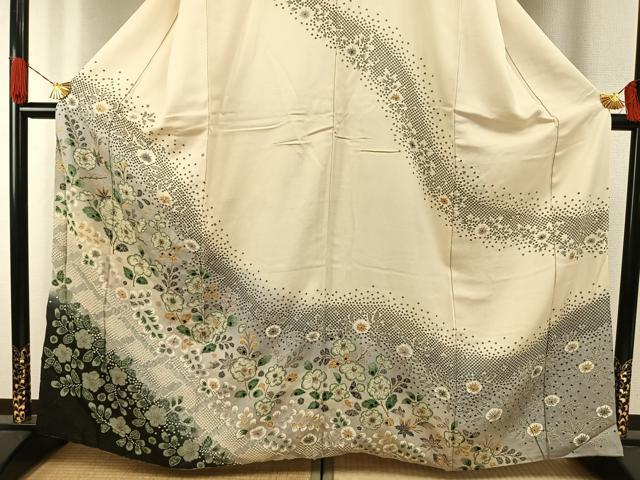 平和屋着物●訪問着 辻が花 暈し染め 金通し地 正絹 逸品 AABH5131fy