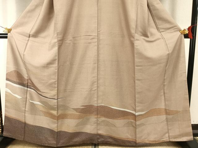 平和屋着物●訪問着 紬地 風景文 正絹 逸品 AABH5133fy