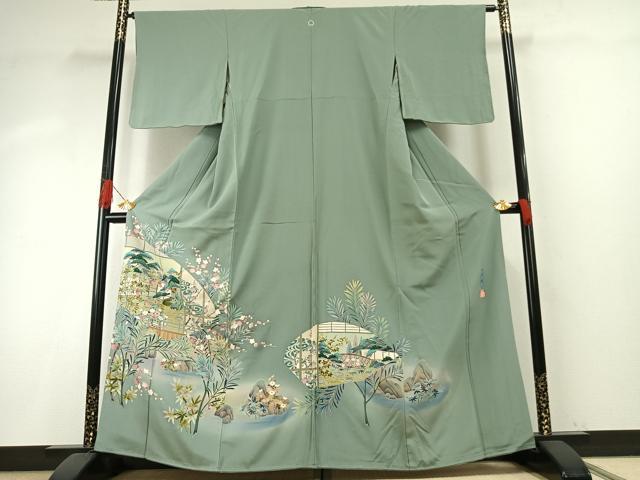 平和屋着物●訪問着　友禅　作家物　松竹梅　暈し染め　正絹　逸品　AABH5142fy 平和屋着物○訪問着 友禅 作家物 松竹梅 暈し染め 正絹 逸品 AABH5142fy