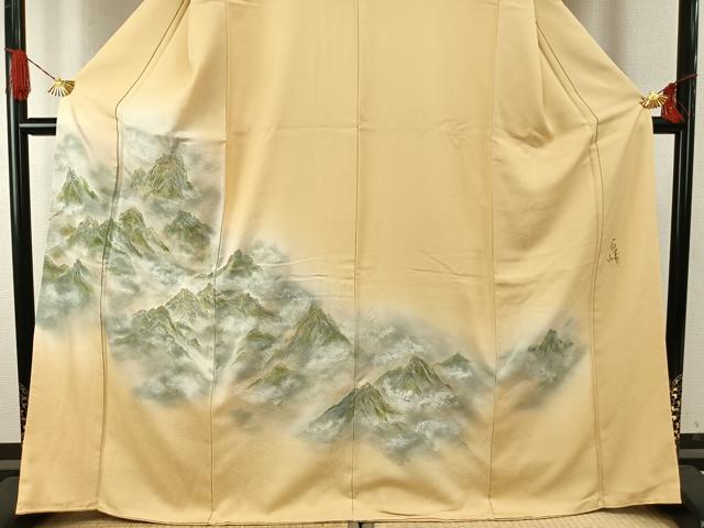 平和屋着物●豪華色留袖 作家物 風景文 暈し染め 金糸 正絹 逸品 AABH5144fy