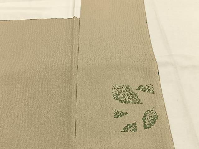 平和屋着物●訪問着 絞り 木葉摺り 格子 色紙舞葉文 正絹 逸品 AABH5145fy
