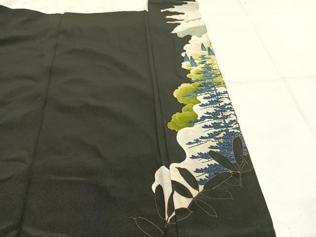 平和屋着物●本加賀友禅作家 矢田博 黒留袖 風景樹林文 正絹 逸品 AABH5152fy