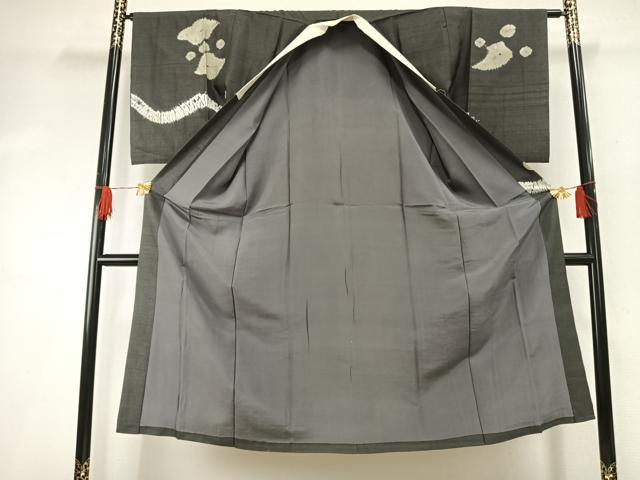 平和屋着物●男性 長襦袢 袷 紬地 絞り 舞花文 正絹 逸品 AABH5157fy