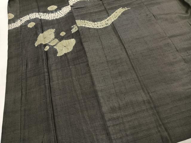 平和屋着物●男性 長襦袢 袷 紬地 絞り 舞花文 正絹 逸品 AABH5157fy