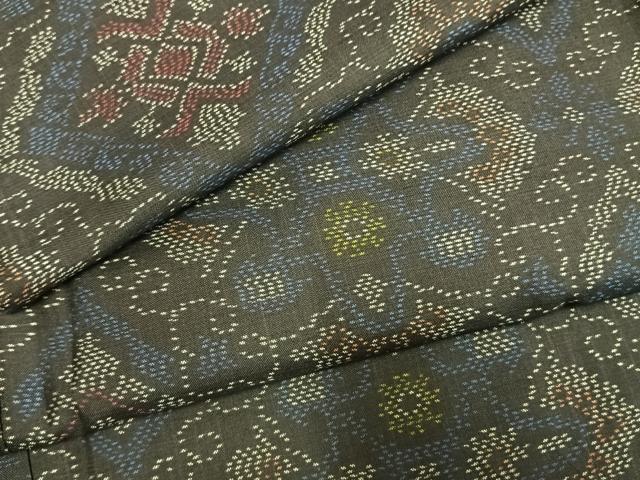 平和屋着物●本場大島紬 花菱文 正絹 逸品 AABH5169fy