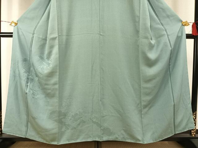 平和屋着物●江戸小紋 訪問着 万筋 水色×白色 巻物地紋 正絹 逸品 AABH5174fy
