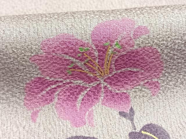 平和屋着物●上質な小紋 刺繍 草花文 金彩 正絹 逸品 AABH5177fy