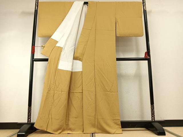 平和屋着物●上質な色無地 花葉色 正絹 逸品 AABH5185fy