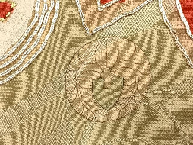 平和屋本店●アンティーク 大正ロマン 振袖 駒刺繍 舞花文 金彩 正絹 逸品 AABH5189fy