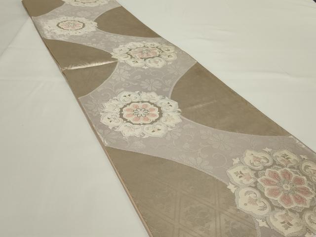 平和屋着物◎六通柄袋帯 花唐草文 銀糸 正絹 逸品 AABH5213ou